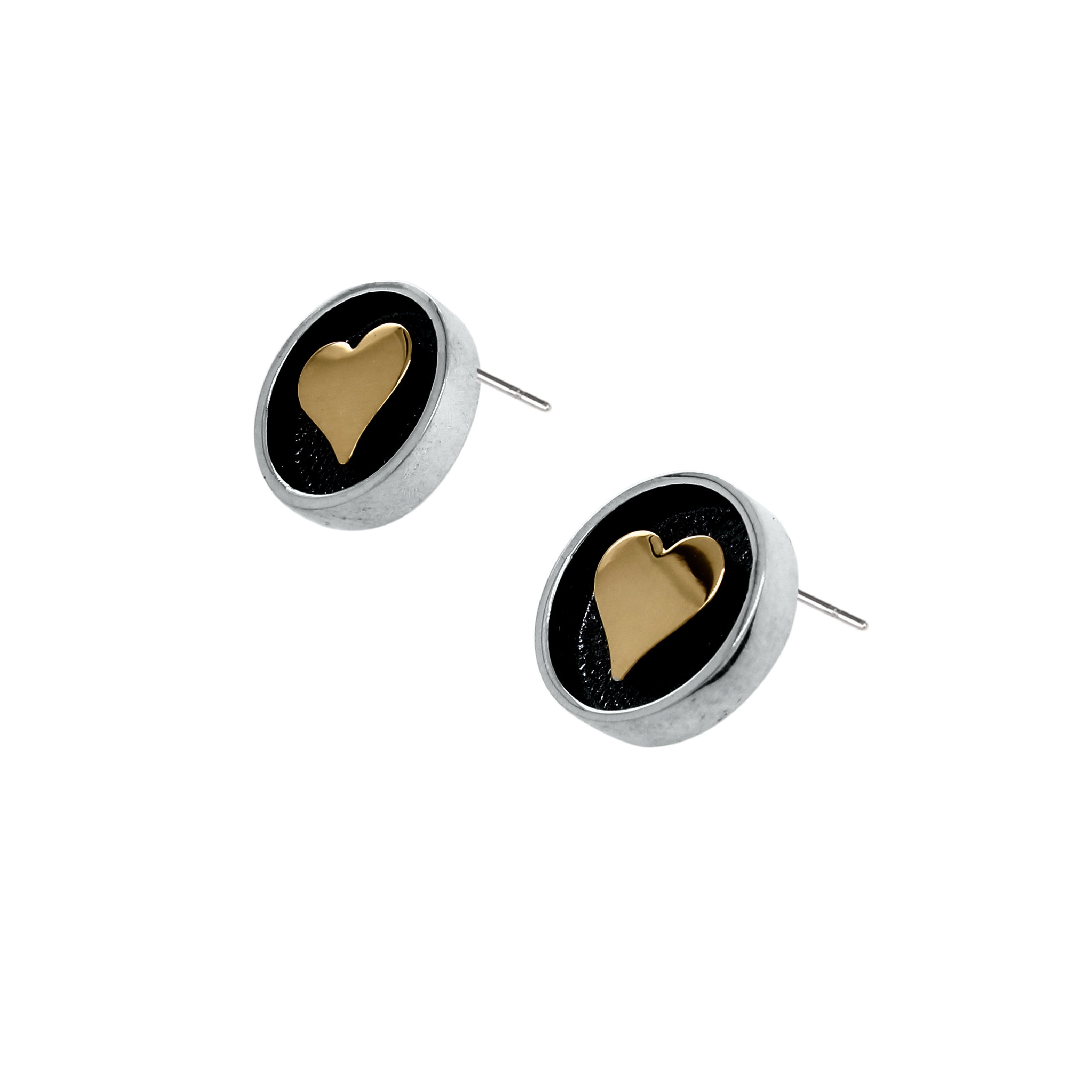 Aretes de Plata con un corazón de Oro 14k