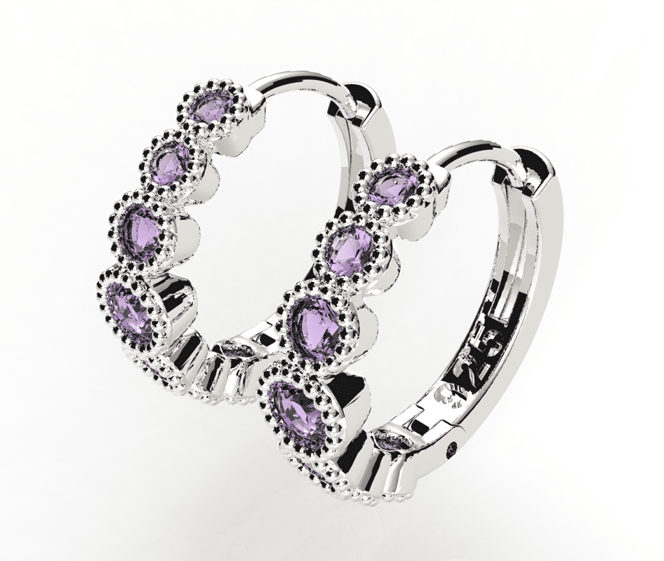 Sterling Silver Earrings with Top Quality Cubic Zirconias set from the casting stage