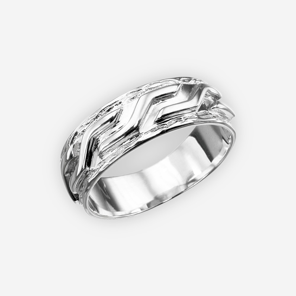 Anillo de plata unisex audaz que ofrece el diseño esculpido hecho a mano de la plata fina 925.