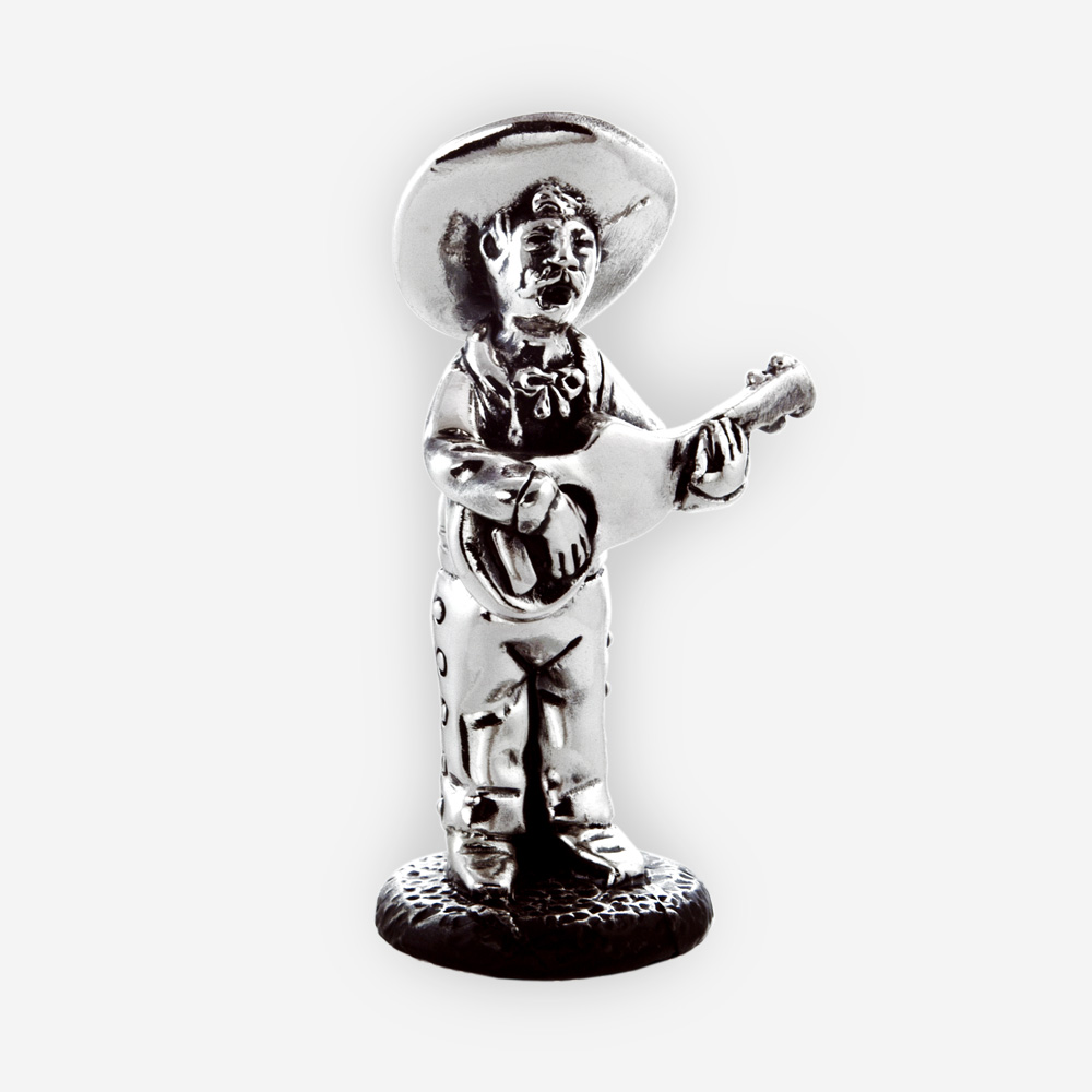 Electroformed guitarist silver sculpture