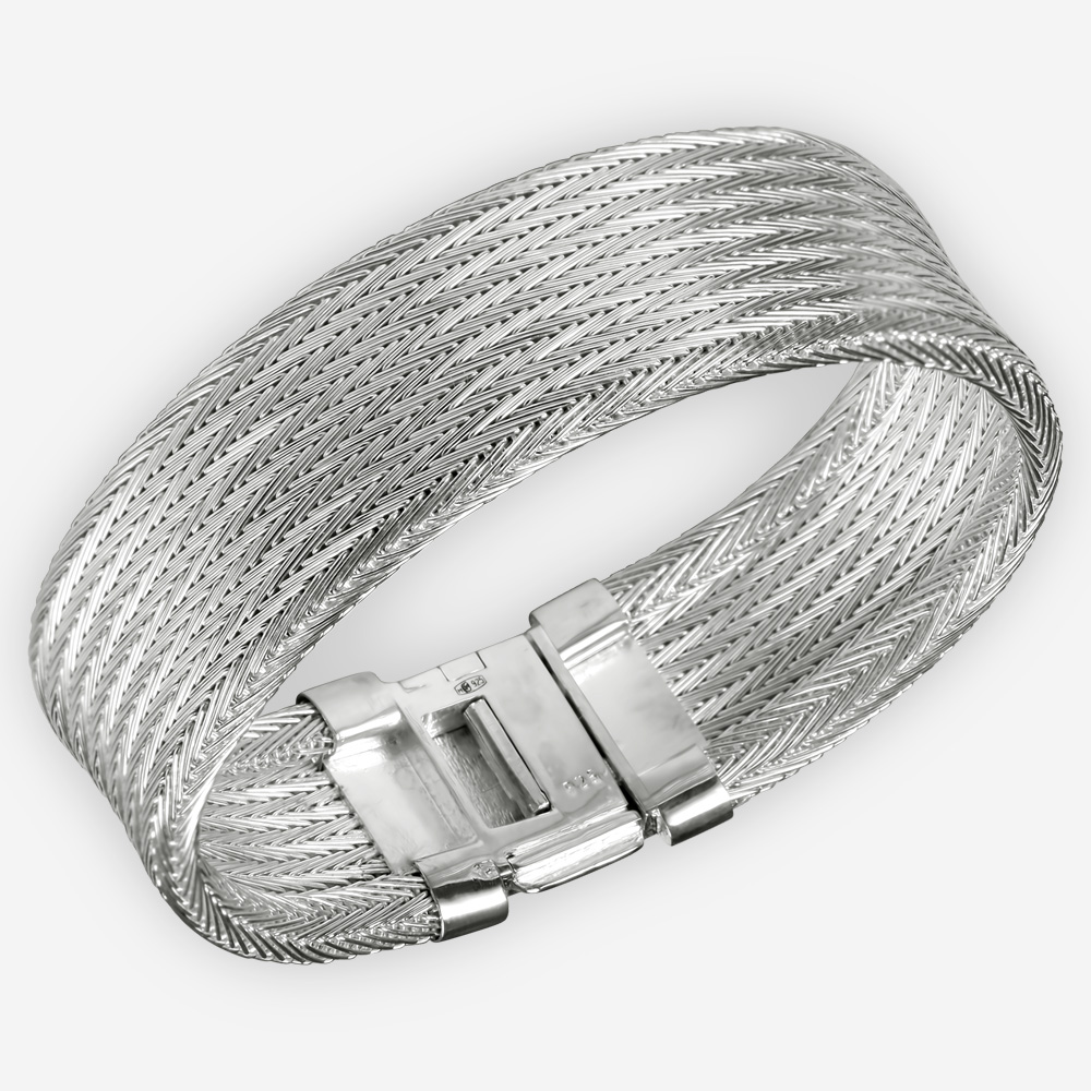 Brazalete tejida a mano hecho de plata fina .925