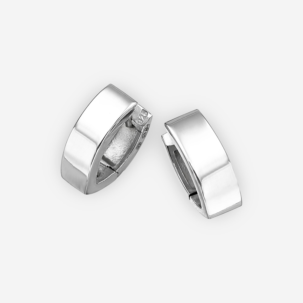 Sleek polished silver earrings made from 925 sterling silver.