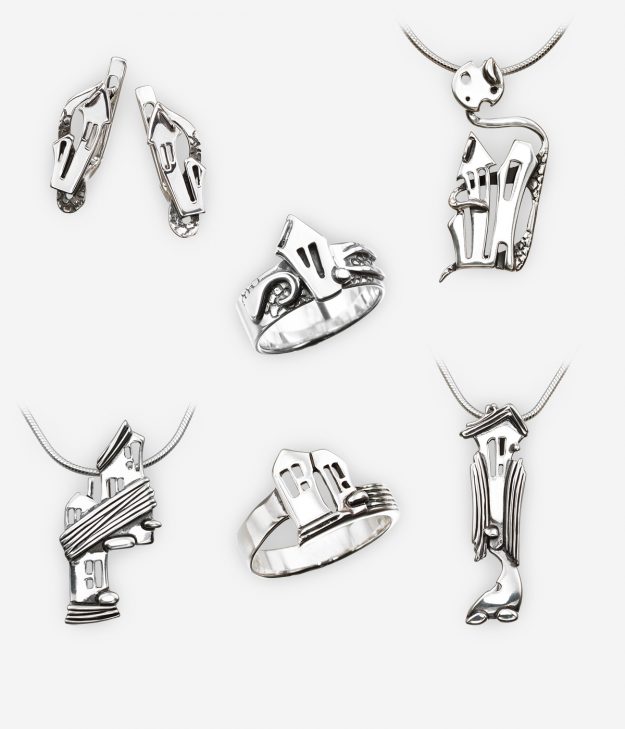 The Visiting Fairy Tales jewelry collection is crafted from oxidized 925 sterling silver