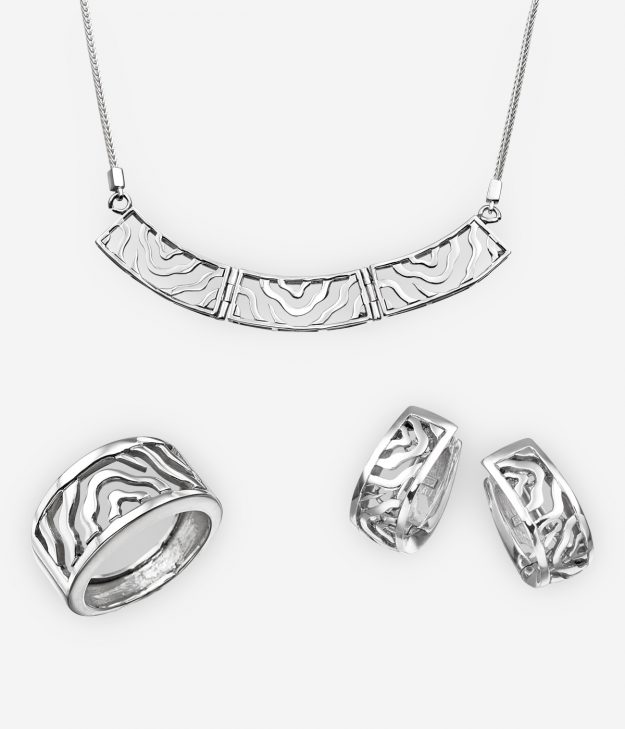 The Waves jewellery collection is crafted in 925 sterling silver with a polished finish