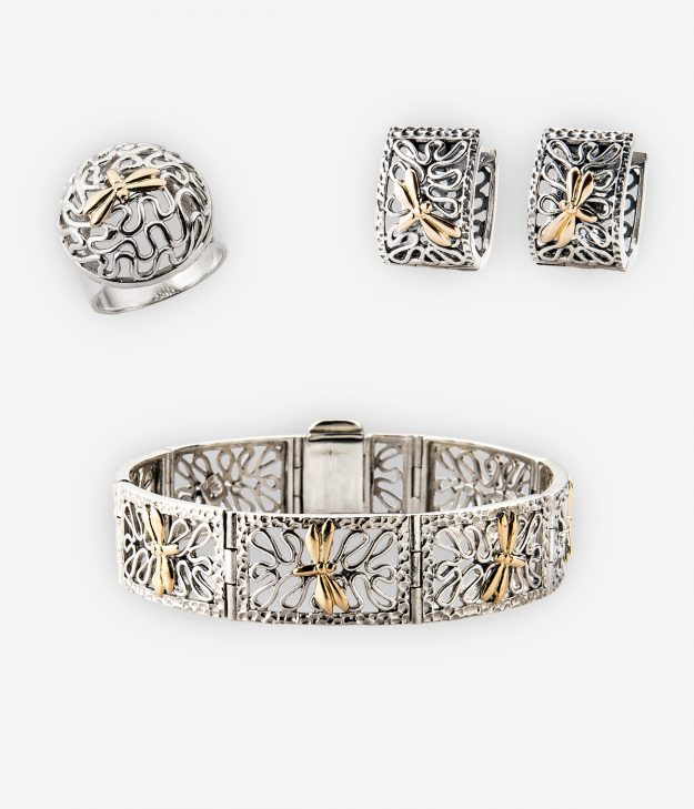 The Whimsical Dragonfly jewellery collection features small 925 sterling silver and gemstone dragonflies